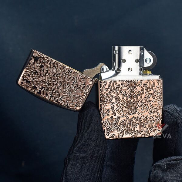 Zippo Armor Vàng Hồng Hoa Văn Carved Design Z161