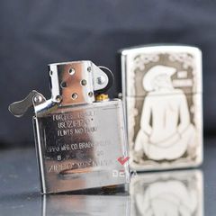 Zippo Bạc Khối Armor Khắc Cô Gái Cao Bồi Hot Cowgirl BK62