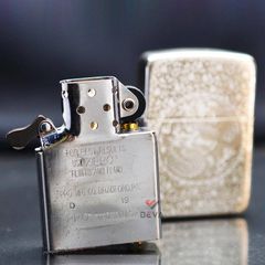 Zippo Bạc Khối Tái Bản 1941 Khắc Hoa Văn Rồng Phượng BK32
