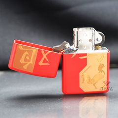 Zippo Sơn Đỏ Chủ Đề Con Giáp Dậu - Gà Z116