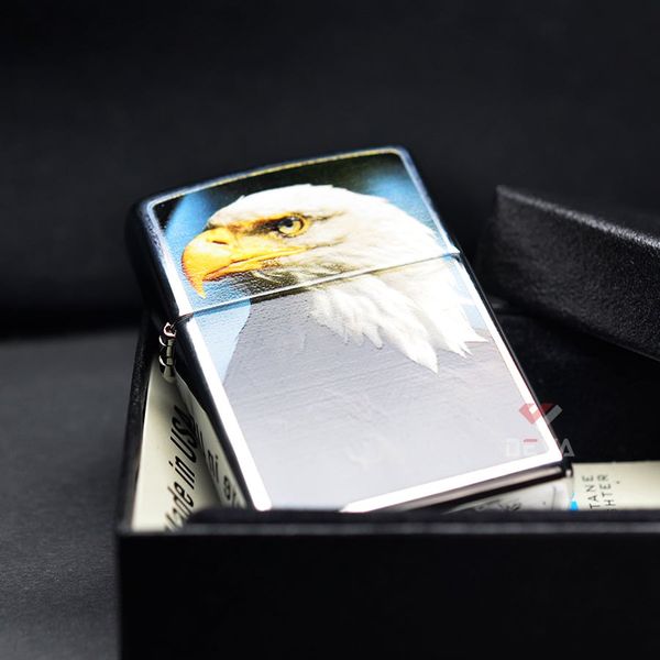 Zippo Mạ Chrome Bạc Bóng In Hình Chim Ưng Eagle Z99