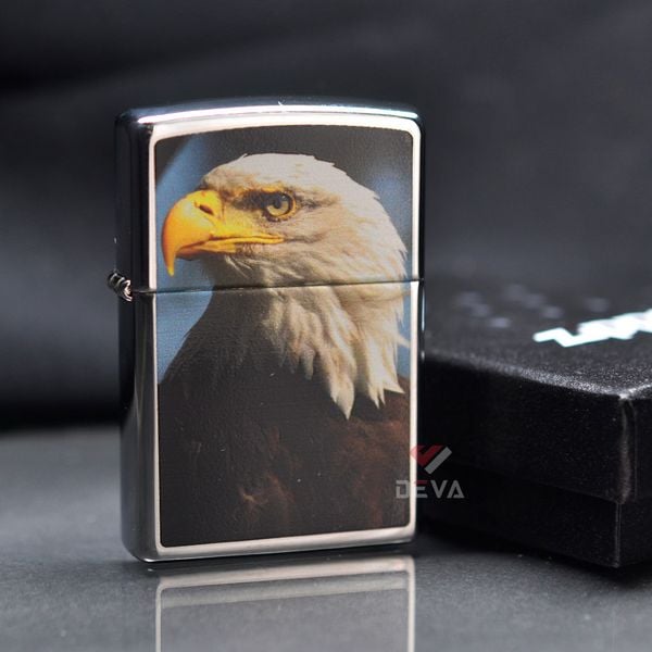 Zippo Mạ Chrome Bạc Bóng In Hình Chim Ưng Eagle Z99
