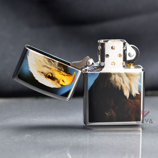 Zippo Mạ Chrome Bạc Bóng In Hình Chim Ưng Eagle Z99