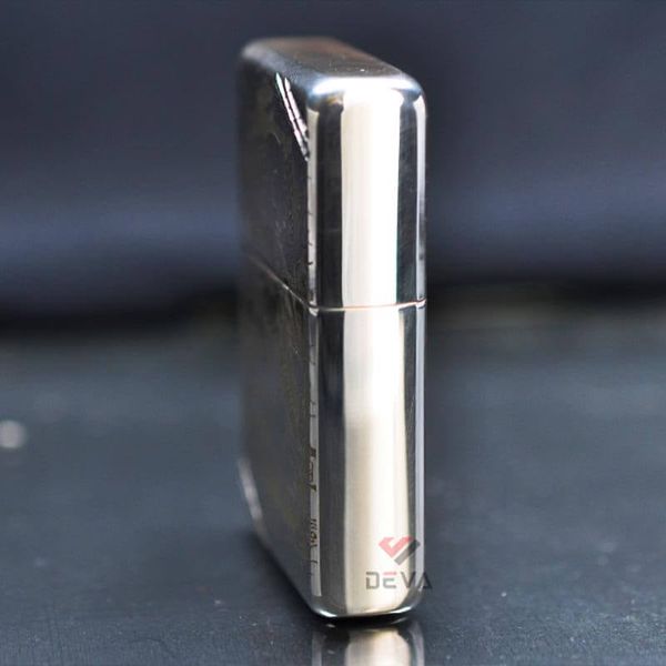 Zippo Bạc Khối Tái Bản 1937 Vintage Chặt Góc Khắc Hình Quan Vũ BK31