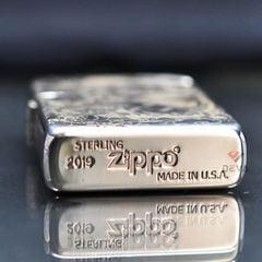 Zippo Bạc Khối Tái Bản 1937 Vintage Chặt Góc Khắc Hình Quan Vũ BK31