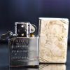 Zippo Bạc Khối Tái Bản 1937 Vintage Chặt Góc Khắc Hình Quan Vũ BK31