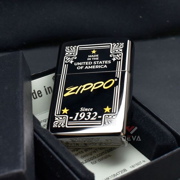 Zippo Đen Khắc Khung Thương Hiệu Zippo Framed Design Z182