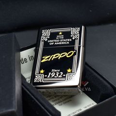 Zippo Đen Khắc Khung Thương Hiệu Zippo Framed Design Z182