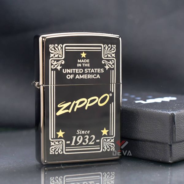 Zippo Đen Khắc Khung Thương Hiệu Zippo Framed Design Z182