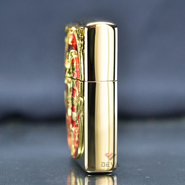 Zippo Mỹ Xuất Nhật Ốp Emblem Vị Thần Ai Cập Cổ Đại Horus ZN341