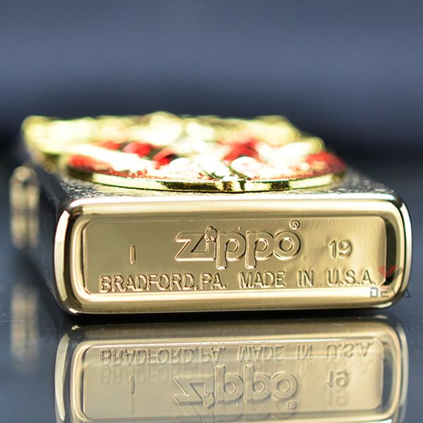 Zippo Mỹ Xuất Nhật Ốp Emblem Vị Thần Ai Cập Cổ Đại Horus ZN341