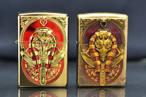 Zippo Mỹ Xuất Nhật Ốp Emblem Vị Thần Ai Cập Cổ Đại Horus ZN341