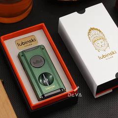 Bật lửa Lubinski khò 2 tia kèm dao cắt chữ V và đục Cigar YJA 10060