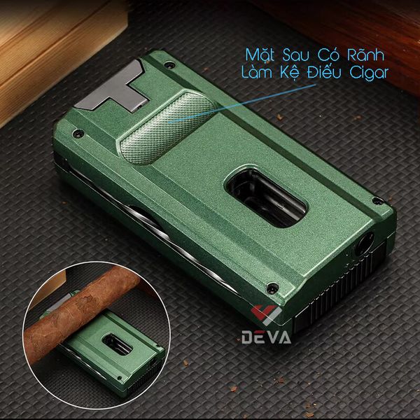 Bật lửa Lubinski khò 2 tia kèm dao cắt chữ V và đục Cigar YJA 10060