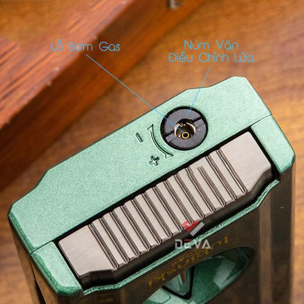 Bật lửa Lubinski khò 2 tia kèm dao cắt chữ V và đục Cigar YJA 10060