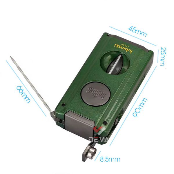 Bật lửa Lubinski khò 2 tia kèm dao cắt chữ V và đục Cigar YJA 10060