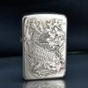 Zippo Bạc Khối Tái Bản 1941 Khắc Cá Chép Đầm Sen BK37