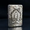 Zippo Bạc Khối Tái Bản 1937 Vintage Chặt Góc Khắc Đức Phật A Di Đà BK86
