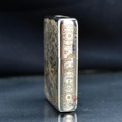Zippo Bạc Khối Tái Bản 1937 Chặt Góc Khắc Kỳ Lân Tài Lộc BK84