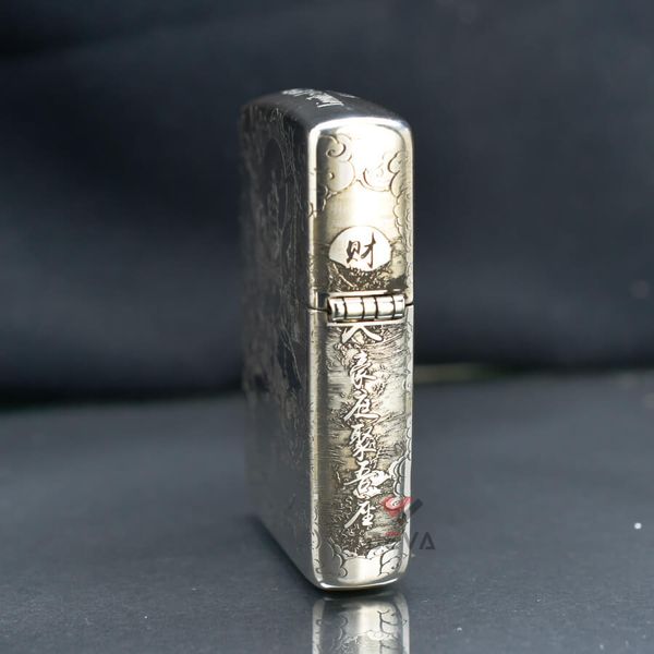 Zippo Bạc Khối Khắc Quan Vũ Quan Vân Trường BK34