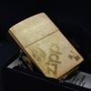 Zippo Vàng Xước Khắc Ngọn Lửa Và Logo Zippo Chéo ZK78