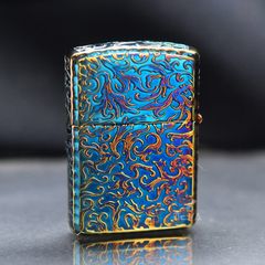Zippo Armor Màu Đồng Cháy Khắc Chìm Cá Chép May Mắn ZN211