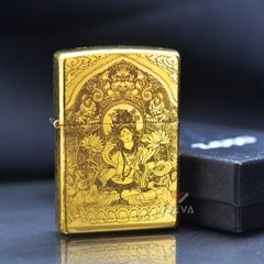 Zippo Khắc Đức Phật Bạch Độ Mẫu Tara Trắng ZN28