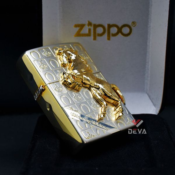 Zippo Ốp Nổi Con Ngựa Winning Whiny Mạ Vàng ZN100