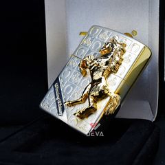 Zippo Ốp Nổi Con Ngựa Winning Whiny Mạ Vàng ZN100
