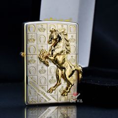Zippo Ốp Nổi Con Ngựa Winning Whiny Mạ Vàng ZN100