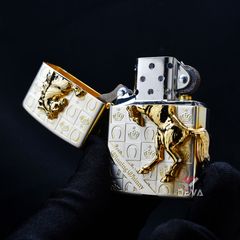 Zippo Ốp Nổi Con Ngựa Winning Whiny Mạ Vàng ZN100