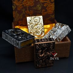 Bật lửa xăng đá Zorro vỏ dày khắc nổi rồng bay phượng múa Z-KJ1004