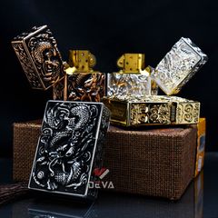 Bật lửa xăng đá Zorro vỏ dày khắc nổi rồng bay phượng múa Z-KJ1004