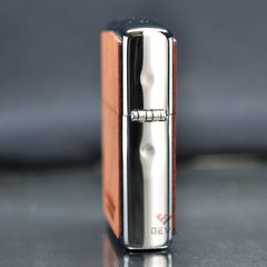 Zippo Mỹ chính hãng mạ chrome ốp  gỗ Tuyết Tùng Z282