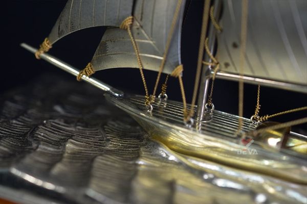 Mô Hình Bạc Trang Trí Thuyền 1 Cột Buồm MHB04