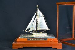 Mô Hình Bạc Trang Trí Thuyền 1 Cột Buồm MHB04