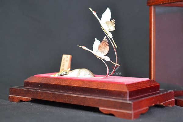 Mô Hình Bạc Trang Trí Chủ Đề Rùa Và Hạc MHB01