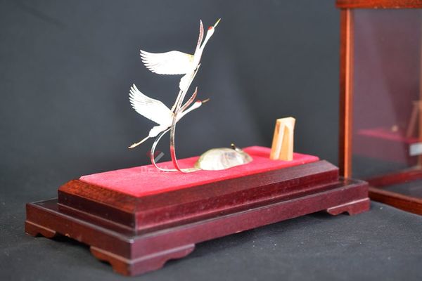 Mô Hình Bạc Trang Trí Chủ Đề Rùa Và Hạc MHB01