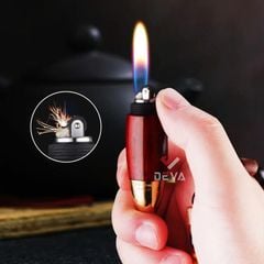 Móc khóa bật lửa mini bọc gỗ kèm đèn LED WD869