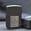 Zippo Tái bản 1941 Sơn Đen Sần Ốp Logo US Army Z211
