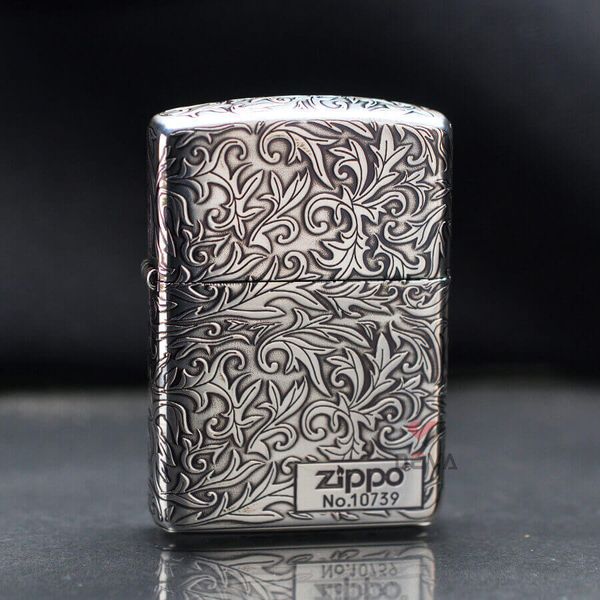 Zippo Armor Khắc Nổi Hoa Văng Trắng Cổ Điển Bản Giới Hạn ZN56