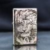 Zippo Bạc Khối Chặt Góc Hình Hổ Chúa Sơn Lâm BK76