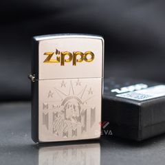 Zippo Satin Khắc CNC Chủ Đề Tượng Nữ Thần Tự Do ZK62