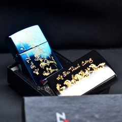 Zippo Sơn Khắc Chủ Đề Mã Đáo Thành Công Mạ Vàng ZK98