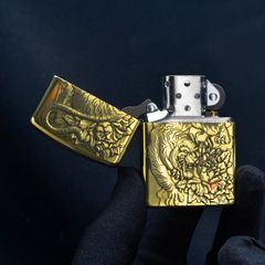 Zippo Armor Khắc Chủ Đề Hổ Và Hoa Mẫu Đơn Tiger Peony ZD76