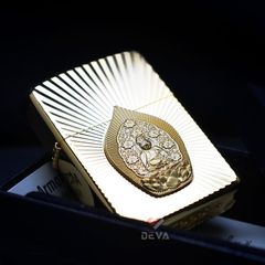 Zippo Armor Mạ Vàng Ốp Emblem Tượng Phật Phát Quang ZN35