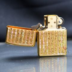 Zippo Khảm Trai Khắc Bát Nhã Tâm Kinh Mạ Vàng ZN129