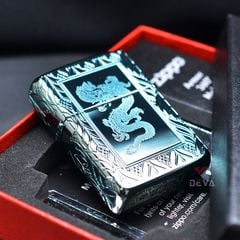 Zippo Armor Xanh Ngọc Bích Khắc Rồng Elegant Dragon Design Z336