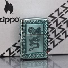Zippo Armor Xanh Ngọc Bích Khắc Rồng Elegant Dragon Design Z336