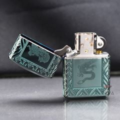 Zippo Armor Xanh Ngọc Bích Khắc Rồng Elegant Dragon Design Z336